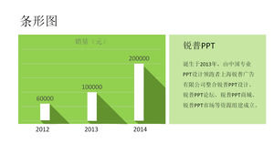 扁平的長影精緻的綠色PPT圖表
