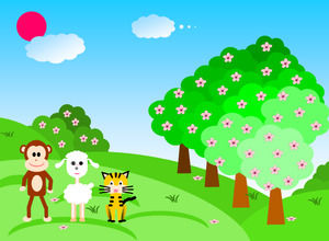 Pădure joc de curse - vector de desene animate grădină zoologică șablon ppt zi pictate manual pentru copii