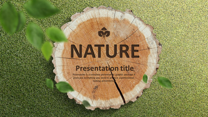 Fresh and natural grass stakes PPT Templates