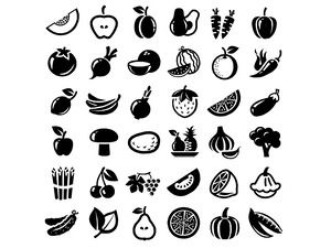 水果和蔬菜單色食品PPT矢量圖標