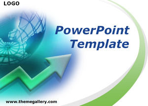 Globe up arrows Europe and the United States wind business ppt template