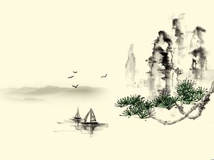 Gu Shan peisaj antic de gâște vechi - peisaj clasic imagine de fundal farmec
