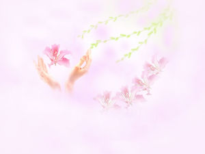 Держа цветы розовые и элегантные РРТ фоновые рисунки