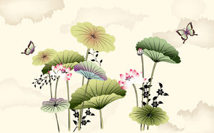 Ink Vektor Lotusblatt Hintergrundbild