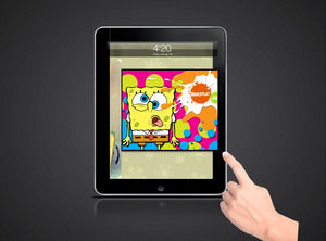 iPadの指のスライド画像の閲覧効果アニメーションテンプレート