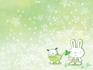 Корейский стиль милый маленький кролик светло-зеленый слайд фоновое изображение