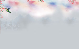 風景ゴージャスな花や鳥の中国風のPPTの背景画像