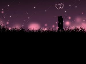 stelle pioggia di meteoriti sotto l'immagine di sfondo delle coppie di amore