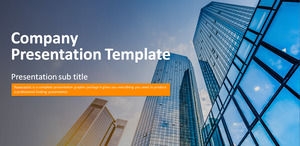 Modern business building background orange blue color flattened European and American style ppt template