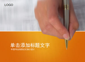 Oranye menangani bisnis template latar belakang pen
