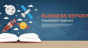 satelit planet kartun roket kecil teknologi kreatif desain yang dinamis laporan kerja bisnis ppt Template