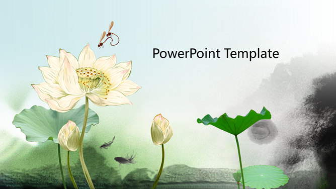șablon PPT stil chinezesc temă de lotus