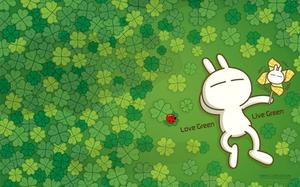 兔子可愛的綠色背景圖片