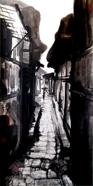 雨巷 - 中國傳統的胡同風景圖片