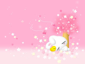Resting Cute Bunny - Pink Fresh Elegant Background Picture