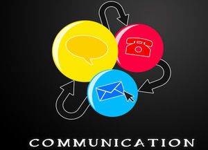 SMS telepon surat industri komunikasi modern berwarna-warni ppt Template