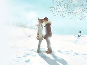 Snow lovers romantic ppt background pictures