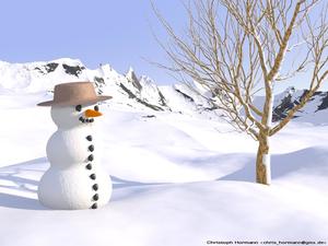 Snowman กระท่อมในช่วงฤดูหนาวที่สวยงามภาพหิมะ PPT