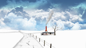Snowy cozy hut ppt background picture