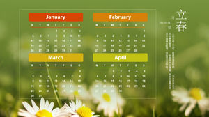 Musim semi, musim panas, musim gugur dan musim dingin sepanjang tahun gaya ios putaran ppt kalender Template
