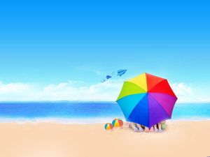 couleur soleil romantique plage parapluie été ppt image de fond