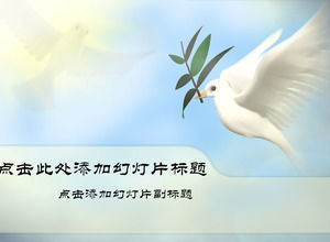 평화 비둘기 PPT 템플릿의 평화로운 발전을 상징