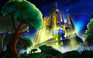 根據宏偉的城堡背景圖片在星空下