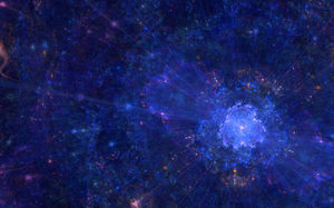 Cat air biru gambar latar belakang kosmik