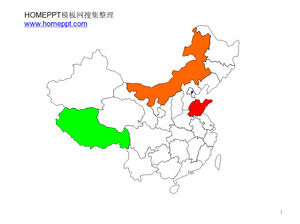 You can modify the color of the PPT Chinese map material